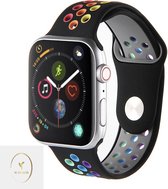 NC Silicone bandje voor de Apple Watch 38/40MM - Horloge Bandje - Polsband - Apple Watch 1/2/3/4/5/6/SE - Zwart Rainbow