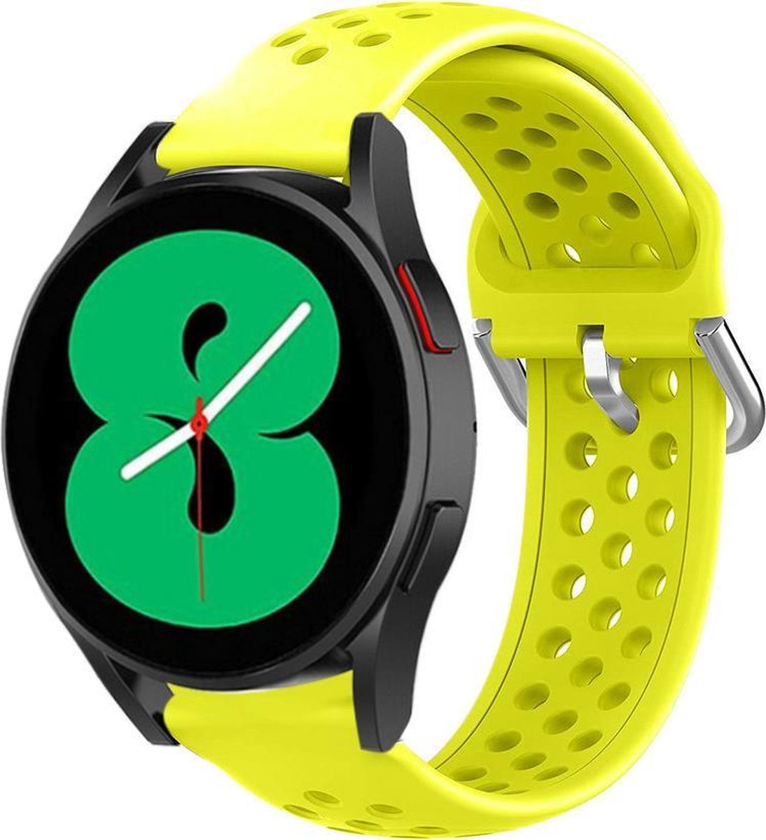 Strap-t Siliconen bandje met ventilatiegaatjes - geschikt voor Samsung Galaxy Watch 7 (40 & 44mm) / Galaxy Watch 6 (Classic) / Galaxy Watch 5 / 5 Pro / Watch 4 / 4 Classic / Watch FE - horlogebandje voor Galaxy Watch 4-5-6 alle varianten - geel
