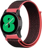 Strap-it Samsung Galaxy Watch 4 - 40mm nylon band - zwart/rood