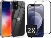 Hoesje geschikt voor iPhone 13 Mini Met 2x Screenprotector - Shock Proof Case - Transparant