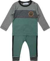 Dirkje - Boys 2 pce babysuit ls trousers Sage + anthracite - maat 80