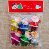 ProductGoods -6 x Mini Gekleurde Kerstmannen - Cadeautjes - Kersthangers - Kerst Decoratie - Kerst - Kerstman - Christmas