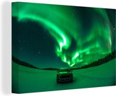 Tableau sur toile Aurores boréales - Ciel étoilé - Voiture - 180x120 cm - Décoration murale XXL
