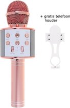 Sendo Karaoke Microfoon - Bluetooth - Draadloos - LED Verlichting - Stemvervormer - Rosé goud