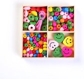 DIY Sieraden Set - Sieraden Maken - Houten Kralen - 5mm 7mm 12mm - Smilies - 115 stuks