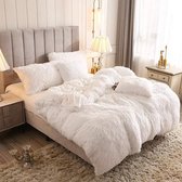 Y-NOT - Fluffy Teddy - Dekbedovertrek - Microvezel - Tweepersoons - 200x200/220 cm - Wit