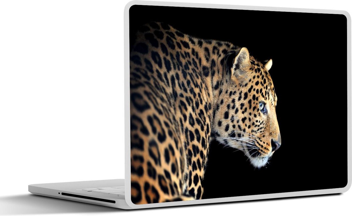 Laptop sticker - 10.1 inch - Luipaard - Profiel - Zwart - 25x18cm - Laptopstickers - Laptop skin - Cover
