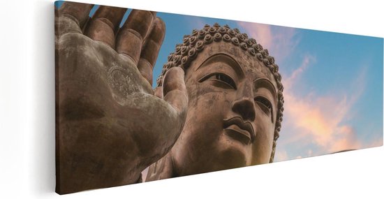 Artaza Canvas Schilderij Groot Boeddha Standbeeld Van Dichtbij - 60x20 - Foto Op Canvas - Canvas Print