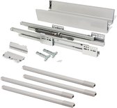 Emuca Ladekit voor keukens Vantage-Q, hoogte 204 mm, diepte 400 mm, met rails, zachte sluiting, Staal, Metallic grijs
