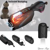 ♛Queen-Toys® - Sexspeeltje - Masturbator voor mannen elektrisch  - 10 krachtige standen vibratie - Langs 2 kanten te gebruiken - Bevredigen penis + anaal - Waterproof - Ultra stil - Inclusief