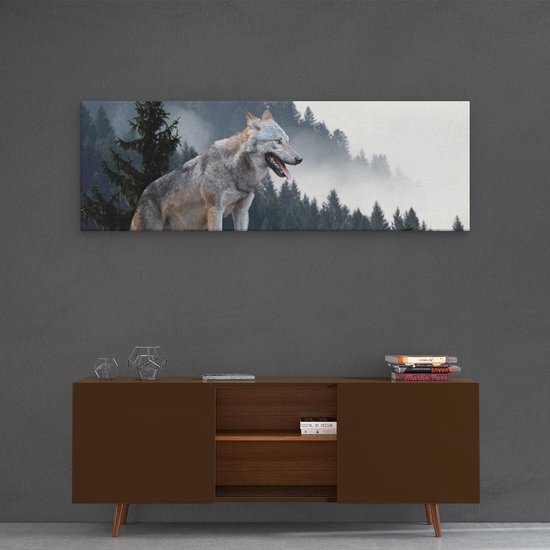 Artaza Peinture Sur Toile Loup Gris Dans Les Forêts - 120x40 - Groot - Photo Sur Toile - Impression Sur Toile