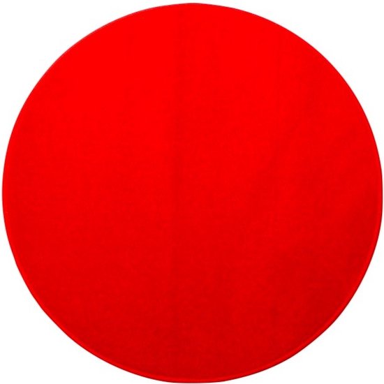Rood, rond vloerkleed van 80 cm.