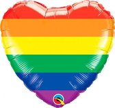folieballon hartvormig regenboog 45 cm