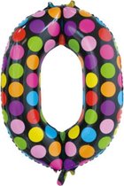 folieballon cijfer 0 stippen 86 cm zwart