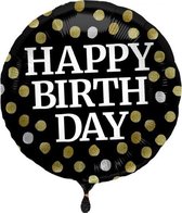folieballon Happy Birthday 45 cm zwart