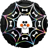 folieballon Iridescent Skull Web 45 cm zwart/wit