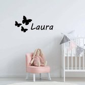 Muursticker Vlinders Met Naam -  Zilver -  160 x 71 cm  -  baby en kinderkamer  naam stickers  alle  dieren - Muursticker4Sale