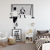 Muursticker Keeper Met Voetballer -  Lichtblauw -  60 x 58 cm  -  baby en kinderkamer - Muursticker4Sale