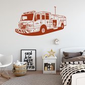 Muursticker Brandweer Auto -  Bruin -  80 x 46 cm  -  baby en kinderkamer - Muursticker4Sale