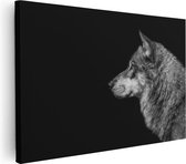 Artaza Canvas Schilderij Wolvenkop - Wolf - Zwart Wit - 30x20 - Klein - Foto Op Canvas - Canvas Print