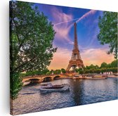 Artaza Tableau sur toile Tour Eiffel à Paris sur l' Water - Couleur - 80x60 - Tableau sur toile - Impression sur toile