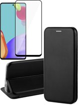 Hoesje geschikt voor Samsung Galaxy A52s en Full Screenprotector - Portemonnee Book Case - Zwart