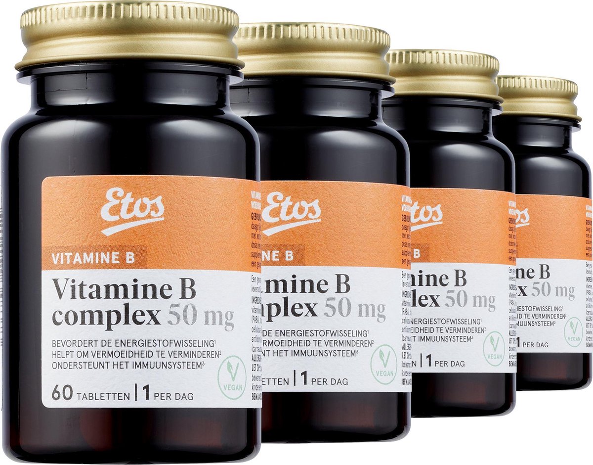 Etos Vitamine B Complex - 50mg - 18+ jaar - 240 (4x60) tabletten