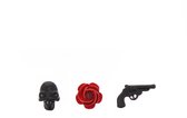 Zac's Alter Ego Stud oorbellen Black Skull, Red Rose & Gun Multicolours