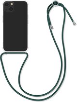 kwmobile telefoonhoesje compatibel met Apple iPhone 13 - Hoesje met koord - Back cover in transparant / donkergroen