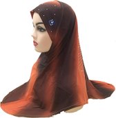 Oranje hoofddoek met stenen, mooie hijab.