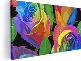 Artaza Canvas Schilderij Kleurrijke Rozen - Bloemen - Abstract - 60x30 - Foto Op Canvas - Canvas Print