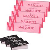 Mascotte Pink / Roze King Size Slim Vloei 5 Pack (170 Vloeitjes) met 3 x Flamez Tips (150 Tips)