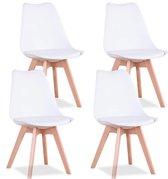 Eetkamerstoelen - Set van 4 kuipstoelen - Gewatteerde zitting - Wit