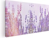 Artaza Canvas Schilderij Paarse Lavendel Bloemen  - 60x30 - Foto Op Canvas - Canvas Print
