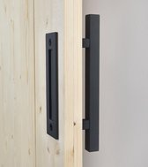 Barnwoodweb deurgreep Hudson Square (voor en achter) zwart gepoedercoat staal 300x40 mm