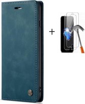 GSMNed - Leren telefoonhoesje 11 Pro Max  - hoogwaardig leren bookcase blauw - Luxe iPhone hoesje - magneetsluiting voor iPhone 11 Pro Max - blauw - met screenprotector iPhone 11 P