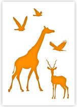 QBIX African Animal Template A5 Size Plastic - Giraffe is 7.3cm wide