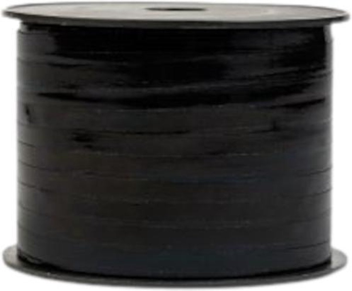 Metallic krullint zwart glimmend 250M X 5MM