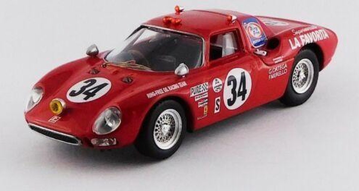 De 1:43 Diecast Modelcar van de Ferrari 250LM #34 Klasse Winnaar van de 24H Daytona van 1968. De coureurs waren Gunn / Ortega en Merello. De fabrikant van het schaalmodel is Best Model. Dit model is alleen online verkrijgbaar