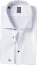Jacques Britt overhemd - Milano custom fit - dubbele manchet wit - Strijkvriendelijk - Boordmaat: 41