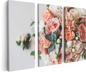 Artaza - Triptyque de peinture sur toile - Fleurs dans un vase - Bouquet - 120x80 - Photo sur toile - Impression sur toile