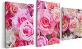 Artaza - Triptyque de peinture sur toile - Fond de roses roses - Fleurs - 120x60 - Photo sur toile - Impression sur toile
