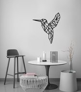 Geometrische vogel kolibrie Wanddecoratie Zwart MDF 240x278mm