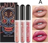 3 Stuks # Roze -Nude, Oranje- Nude en Roze  met Rood Lippenstift Vloeybaar #( A )Stijl # Multicolour.