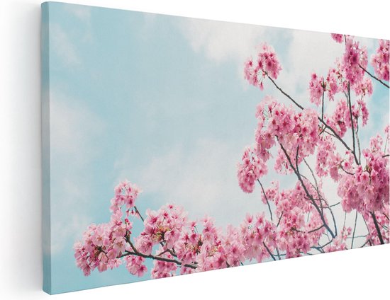 Artaza Canvas Schilderij Roze Bloesemboom - Bloemen - 40x20 - Klein - Foto Op Canvas - Canvas Print