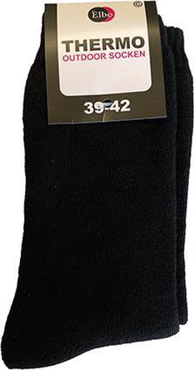 ELBO thermo sokken – 2 pack – maat 39/42 – badstof voering – zwart - Merkloos