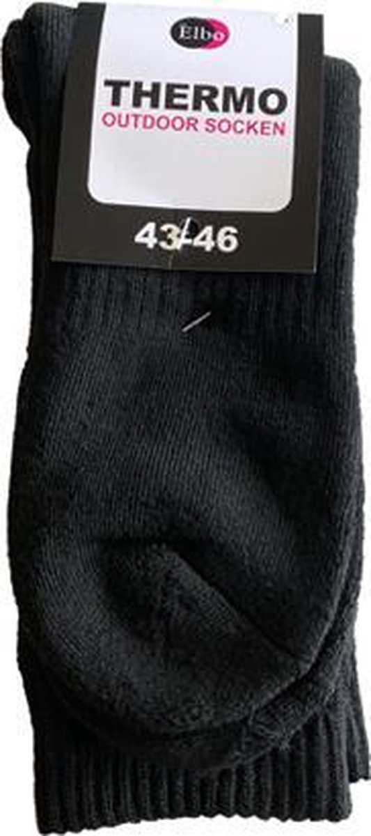 ELBO thermo sokken – 2 pack – maat 43/46 – badstof voering – zwart - Merkloos