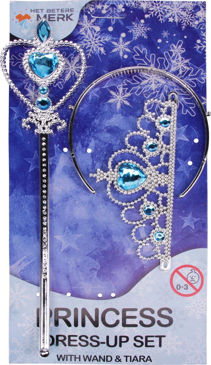 Frozen verkleedkleding - Het Betere Merk prinsessenjurk meisje - Elsa jurk inclusief tiara en toverstaf - maat 98/104 - verkleedkleding kinderen — afbeelding 3