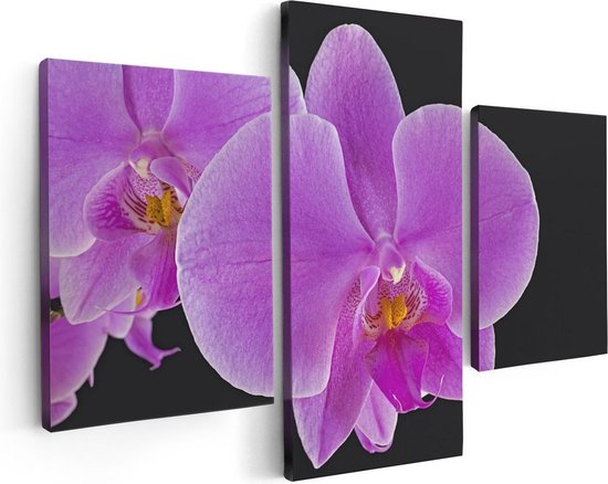 Artaza Canvas Schilderij Drieluik Licht Paarse Orchidee - Bloem - 90x60 - Foto Op Canvas - Canvas Print