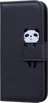 GSMNed - Leren telefoonhoes zwart - Luxe iPhone 12 Pro Max hoes - iPhone hoes met print - pasjeshouder - portemonnee - zwart